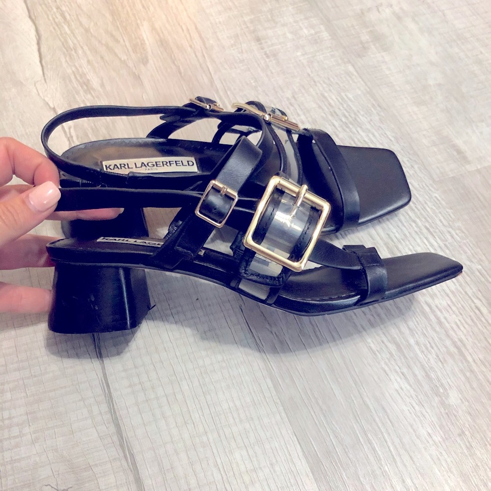 Black strapy 2” block heels.